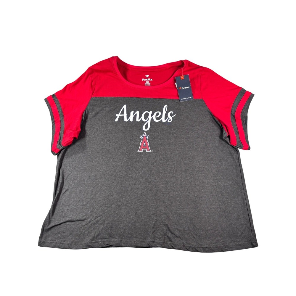 Fanatics Los Angeles Angels MLB Colorblock T-Shirt Red Gray Women 3X NEW